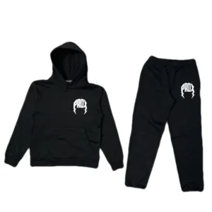 Lightning arc logo sweatsuit (BLACK/WHITE)