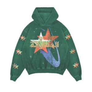 ARABIC STARS LIGHTNING ARC LOGO PULL OVER HOODIE (GREEN)