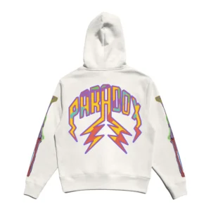 "THERMAL BONE SLEEVE" LIGHTNING ARC LOGO PULL-OVER HOODIE (BONE WHITE)