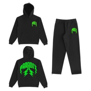 Lightning arc logo sweatsuit (BLACK/GREEN)