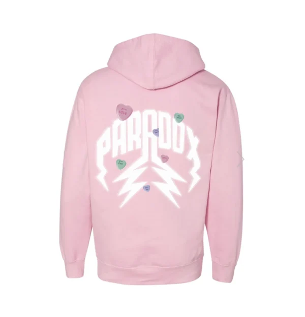 CANDY HEARTS LIGHTING ARC LOGO PUL OVER HOODIE (PINK)